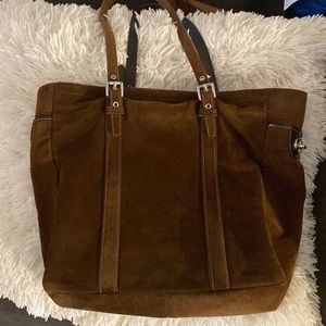 Coach brown suede tote
